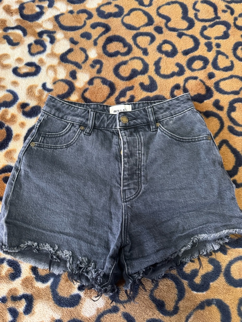 ROLLA'S Black High-Waisted Frayed Denim Shorts